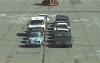truck with car plough shield destroys two lines of vehicles, gif