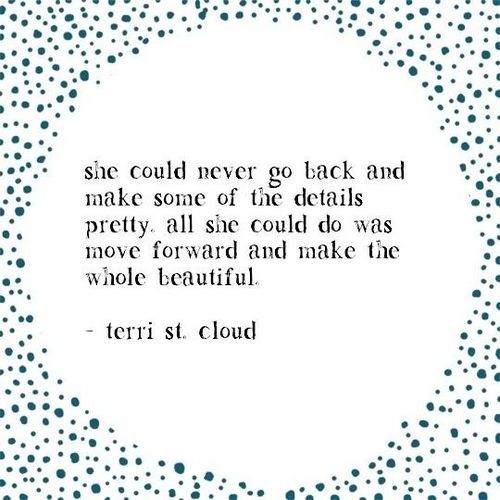 she could never go back and make some of the details pretty, all she could do was move forward and make the whole beautiful, terri st cloud, quote, life