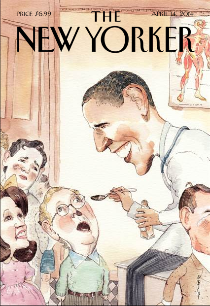 the new yorker cover features obama giving the gop their medicine