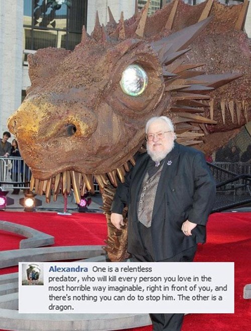 george rr martin and a dragon