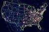 high resolution satellite photo of lights in north america, here is a us map showing the constellation of city lights and highways