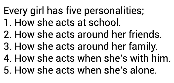 every girl has five personalities