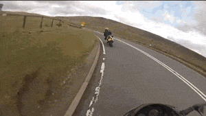 motorcycle rider should have followed the road's slow warnings, crash, gif