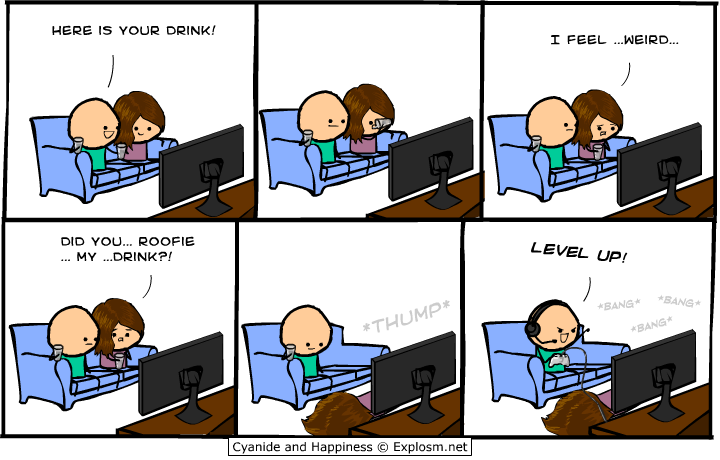 cyanide and happiness, roofie for gamers, comic