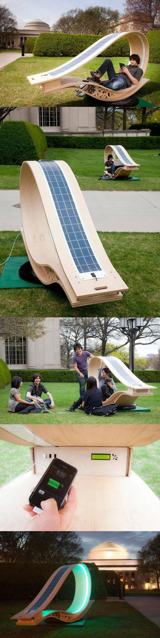 solar powered charging bench, sustainability