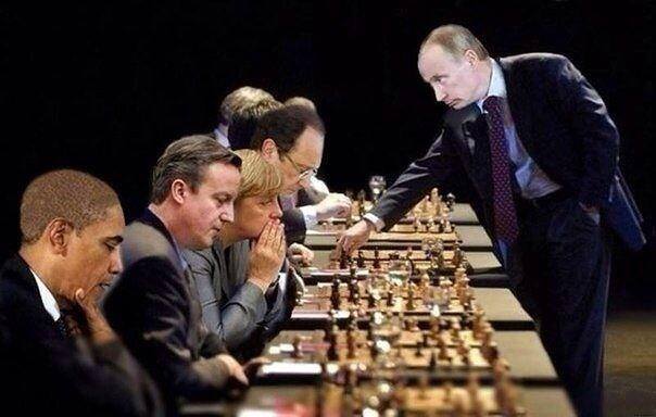 putin and other world leaders playing chess