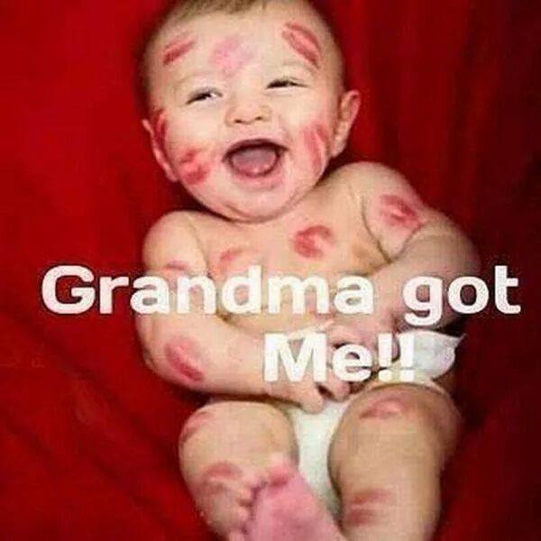 grandma got me, lipstick on baby, cute