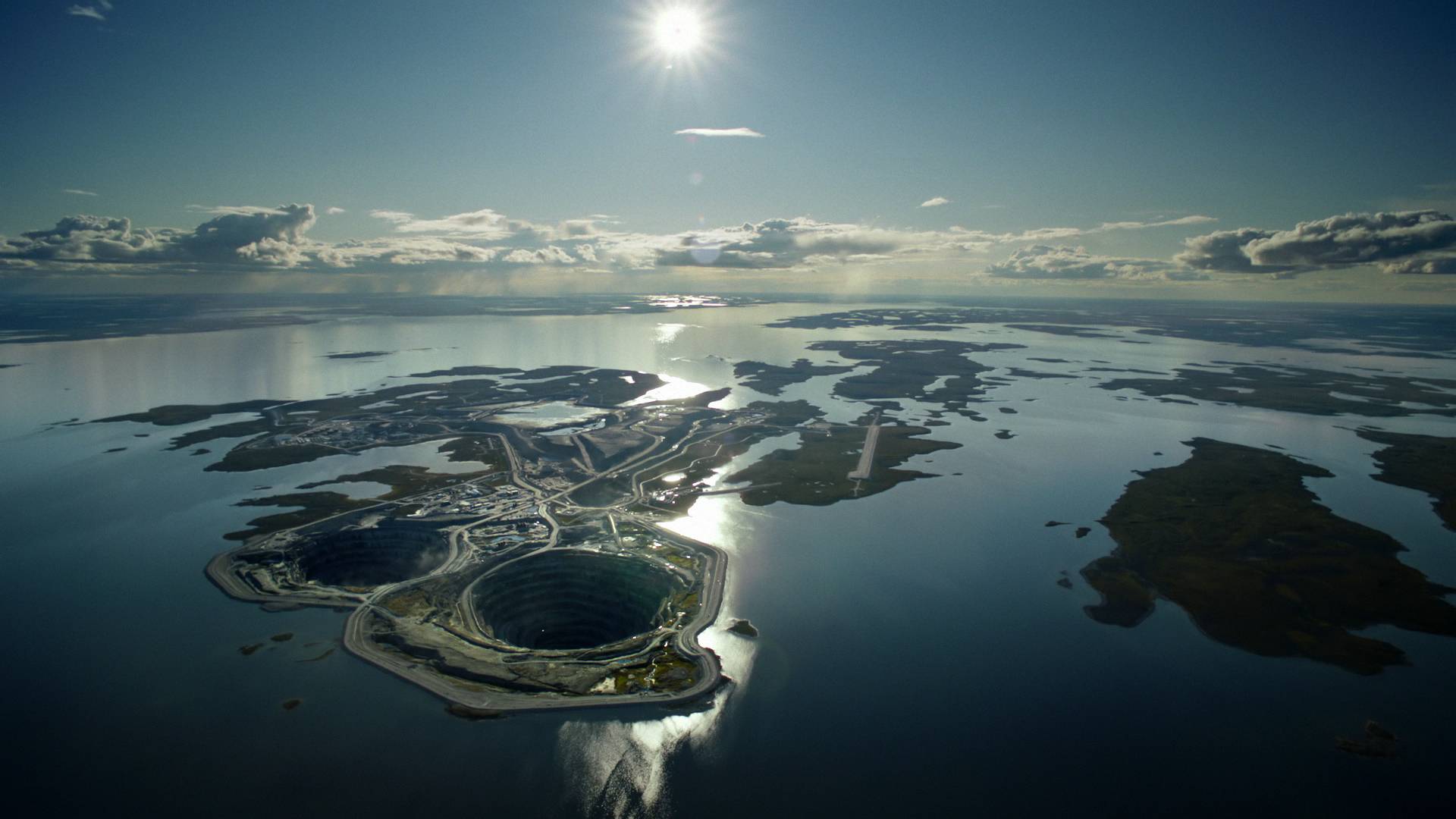  diavik diamond mine canada, inception, a hole within an island within a lake, beautiful,