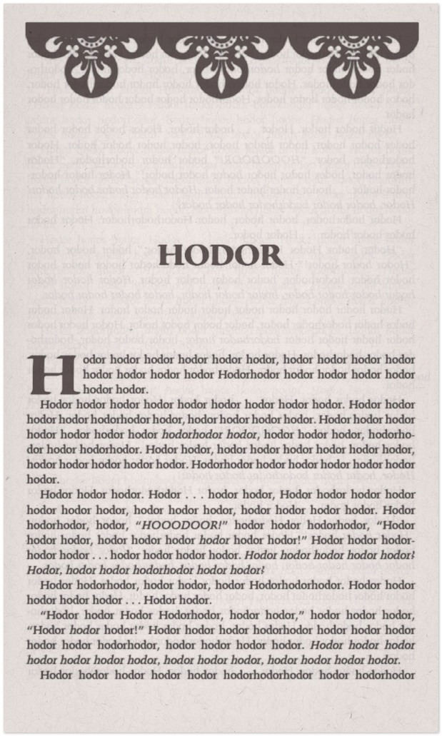 the best chapter in game of thrones, hodor