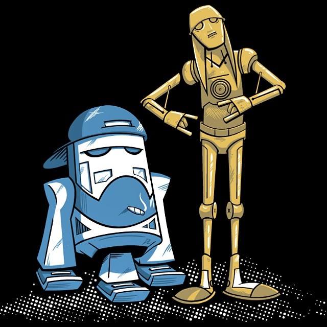 bad ass c3po and r2d2, gangsta