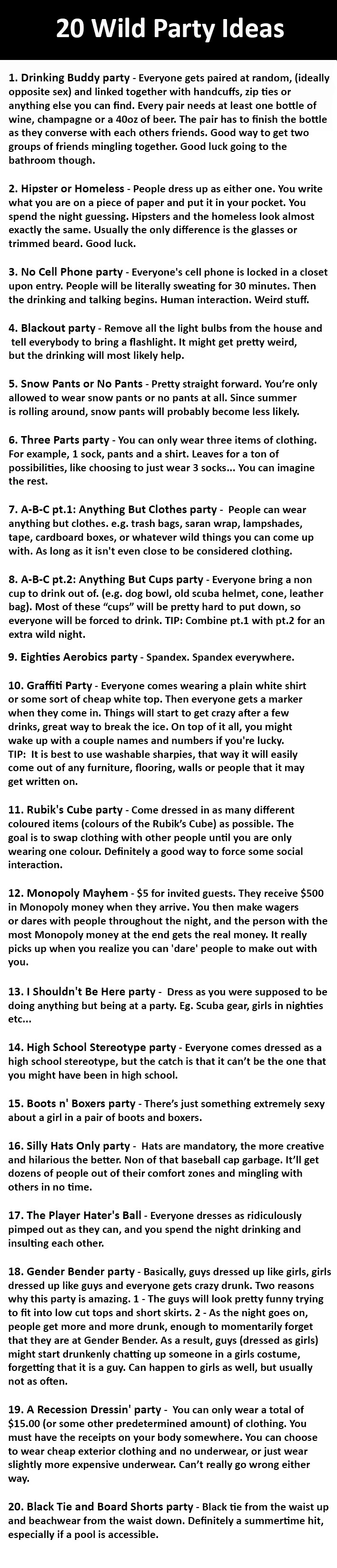20 wild party ideas