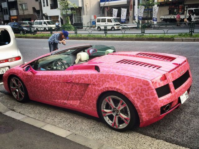 pink leopard print car