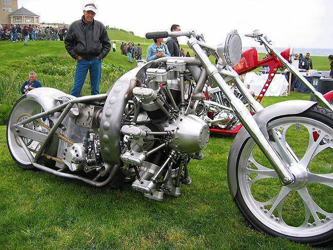 crazy looking motorcycle, west coast choppers radial