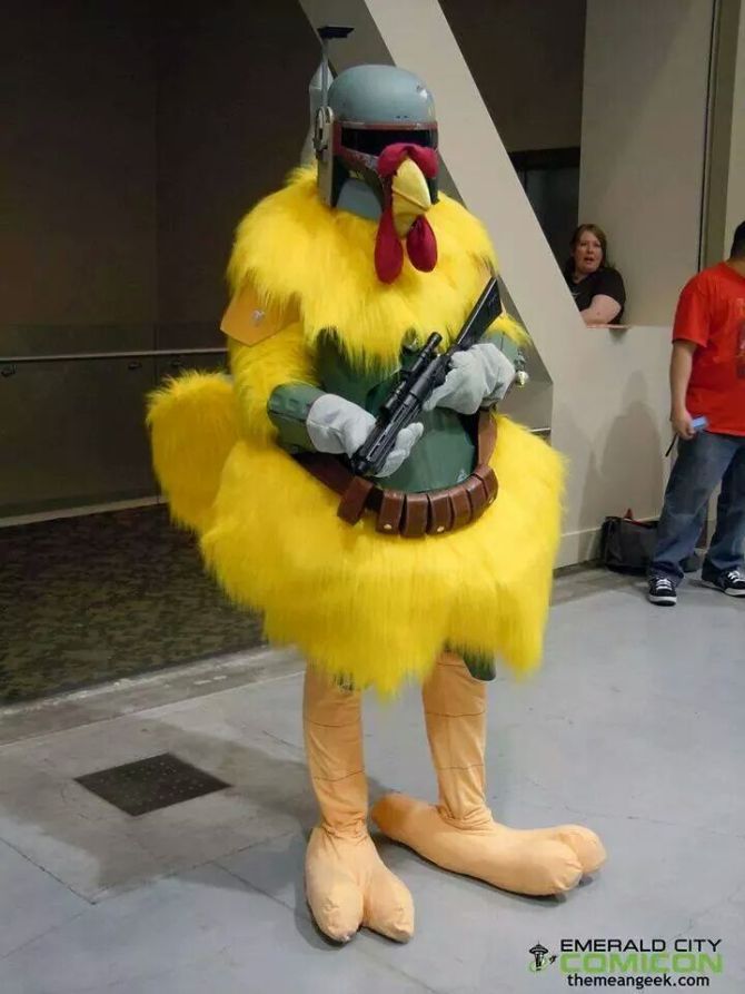chicken bounty hunter, wtf, costume