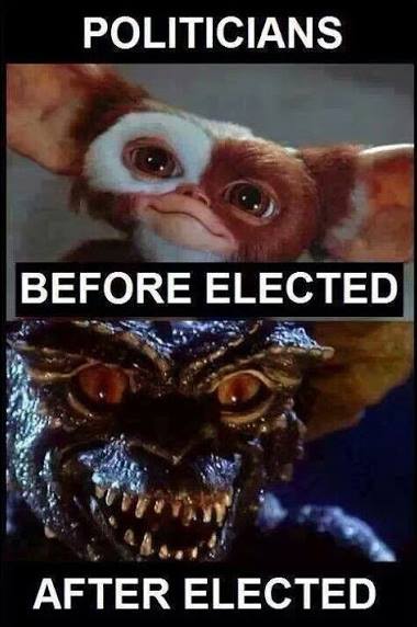 politicians before and after being elected, monster
