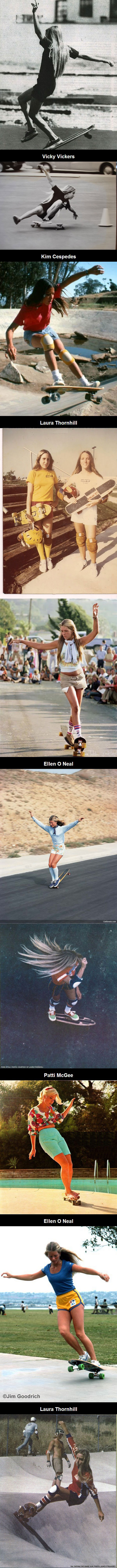 female skaters from the 1970s, vicky vickers, kim cespedes, laura thornhill, ellen o'neal, patti mcgee