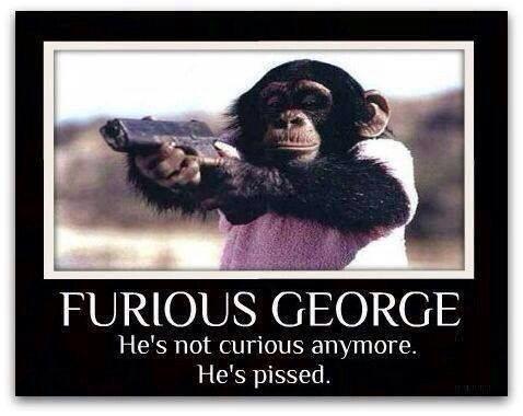 furious george, he's not curious anymore he's pissed
