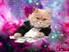 classy space cat and his money