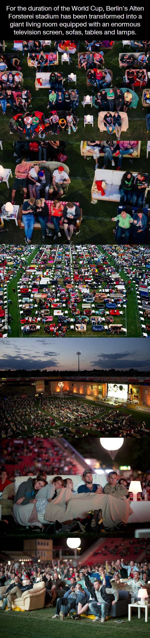 alten forsterei stadium in berlin has been transformed into a giant living room during world cup