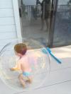 perfectly timed photo of the day: baby in a bubble