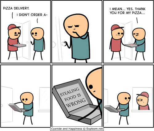 stealing food is wrong, cyanide and happiness, comic