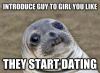 introduce guy to girl you like and they start dating, awkward moment seal, meme