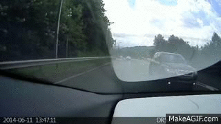 holy shit that was a close call gif, highway speeding truck, car