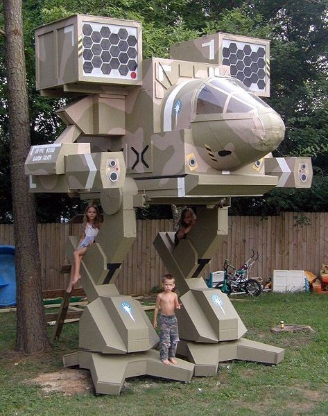 the new coolest dad ever made a battletech treehouse for his kids