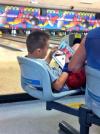 kids these days, bowling on an ipad at the bowling alley, wtf, lazy
