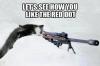 let's see how you like the red dot, cat with sniper rifle, meme