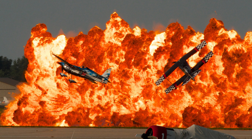 the size of this stunning explosion at an air show defies belief