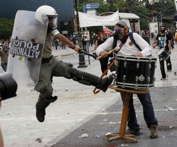 jump kick of freedom right to the drum, police brutality, wtf, timing