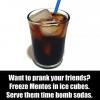 want to prank your friends?, freeze mentos in ice cubes and serve them time bomb sodas, troll