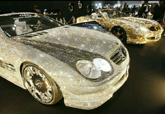 two diamond covered mercedes benz in montreal
