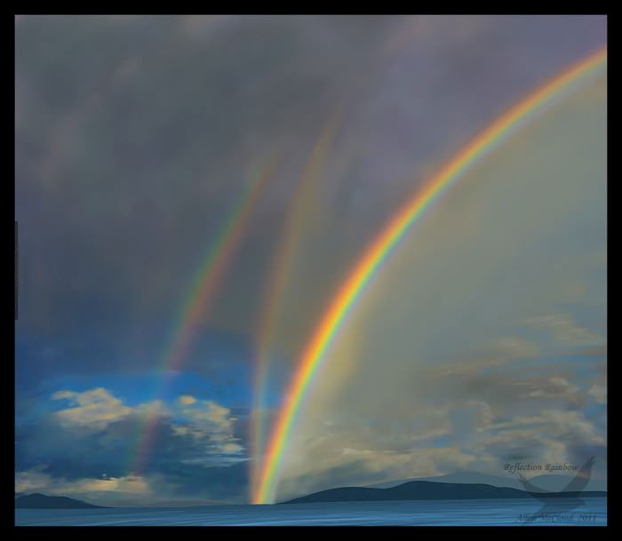 an extremely rare triple rainbow, nature is beautiful