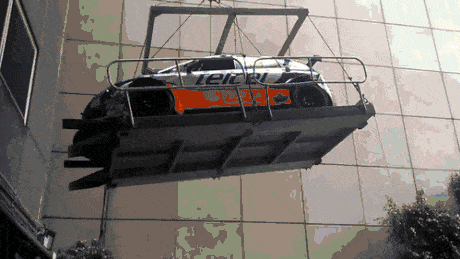 how to destroy a race car by being extremely careless, omg, fail, crane lifting a car goes wrong