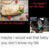 you would not eat this baby so why eat this baby?, maybe i would eat that baby you do not know my life