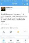 if cold beer and pizza can't fix your problem, ask yourself if it's a problem that really needs to be fixed, bill murray