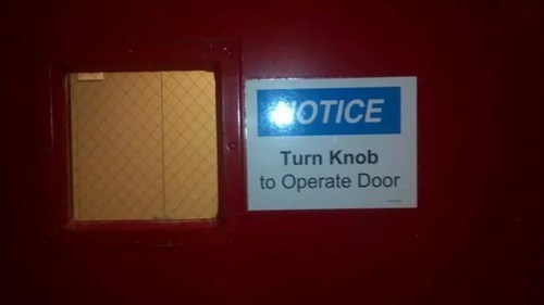 notice turn knob to operate door