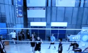 volleyball headshot, guy gets smash straight to the face in a volleyball game, ouch