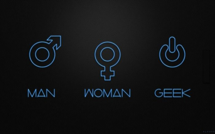 man woman geek symbols