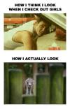 how i think i look when i check out girls, how i actually look, lol, expectation, reality