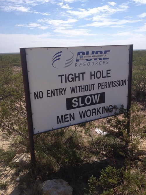worst sign ever, tight hole, no entry without permission, slow men working
