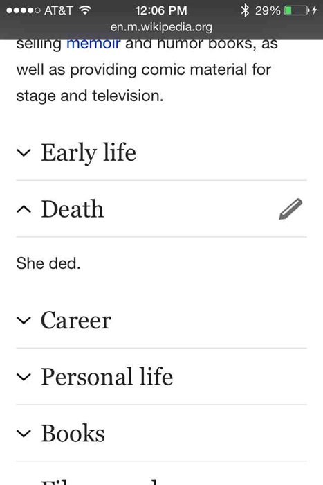 joan rivers' wikipedia page has incredible insight into her death