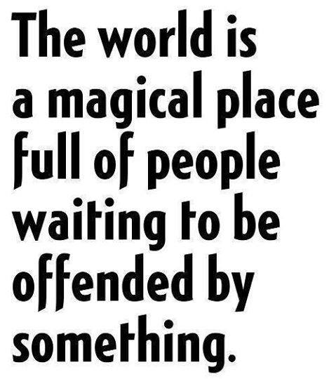 the world is a magical place full of people waiting to be offended by something