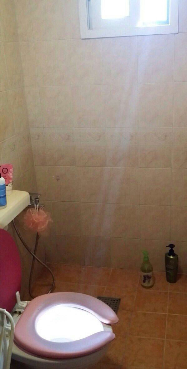 holy shit!, ray of light shining into the toilet from the window