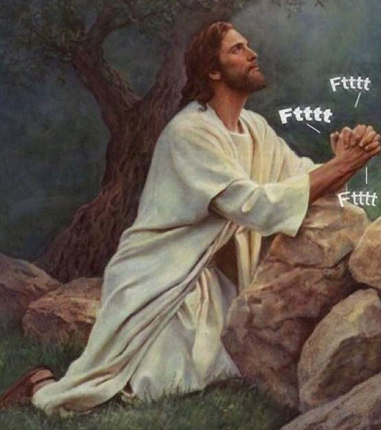 jesus making farts noises with his hands