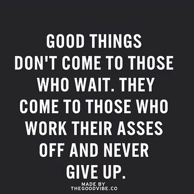good things don't come to those who wait, they come to those who work their asses off and never give up