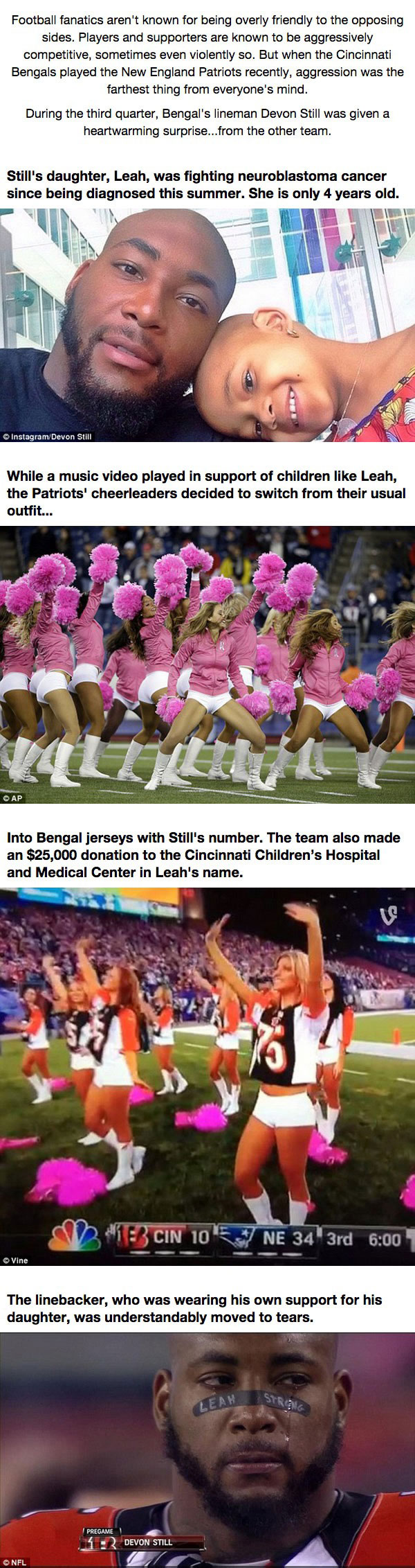 what nfl cheerleaders did mid-game brought everyone to tears. even the players