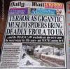 terror as gigantic muslim spiders bring deadly ebola to ik, and the sharia law arachnids are also set to cause the worst winter for fifty years, and you're paying for it, best newspaper headline ever